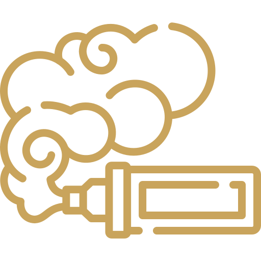 Vape pen emitting vapor cloud icon
